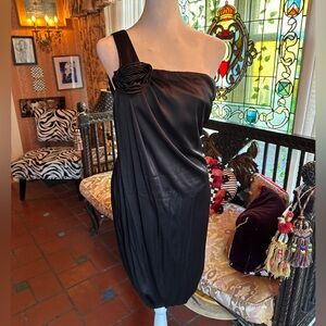 One Shoulder Silk Midi Dress